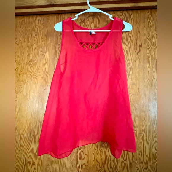 Cleo open/cross back tank top - Size M, bright red - Picture 1 of 3